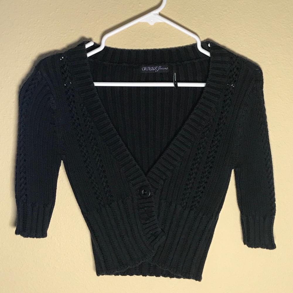 Guess Cropped Sweater Black Sz M
